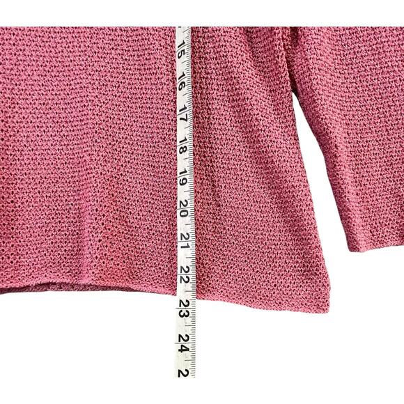 Eileen Fisher Sweater Top Womens S Pink Fine Gauge Crochet Italian Yarn Coastal - Picture 9 of 14